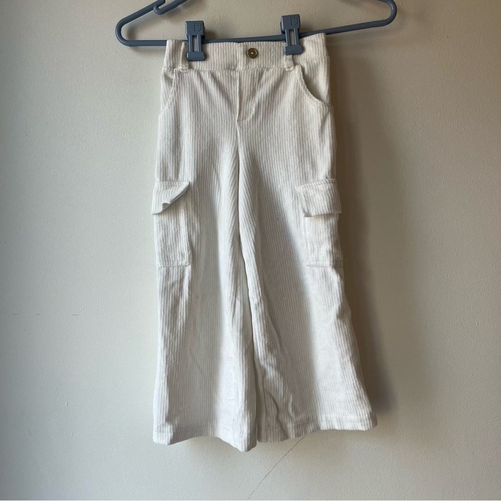 🌼 5/$20 Haute Hippie Kids White Corduroy Cargo Pants XS (4) – Soft Wide Leg